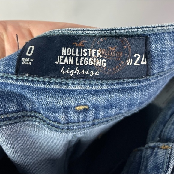 Hollister High Rise Medium Wash Distressed Jean Jegging Skinny Jeans 0 - Picture 3 of 4